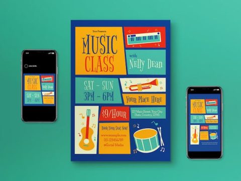 Blue Music Class Flyer Set