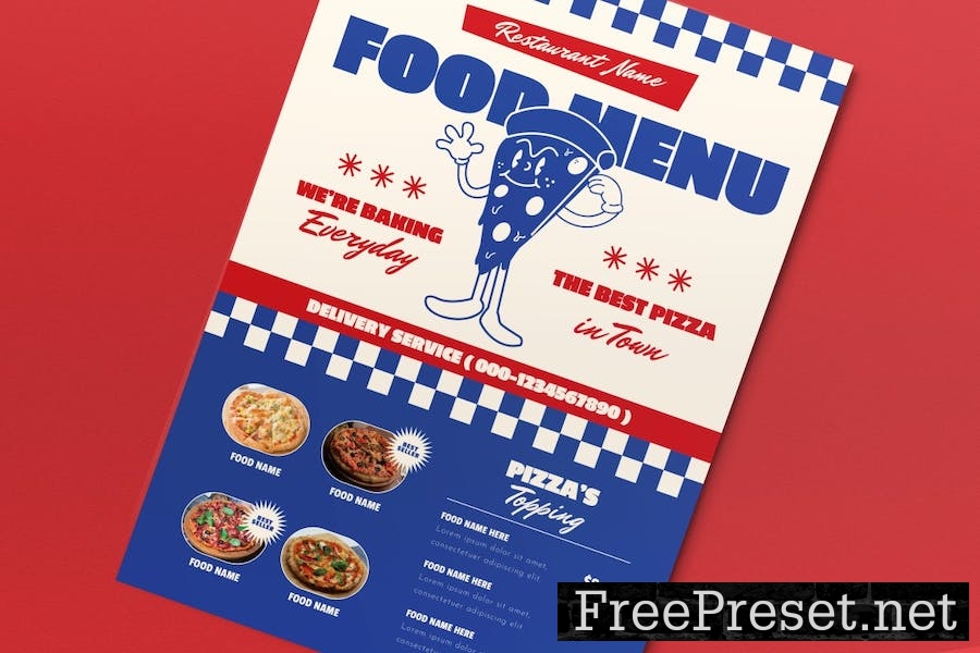 Blue Retro Pizza Menu TTMYYF9