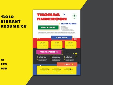 Bold Vibrant Resume / CV 2YJ8HTH