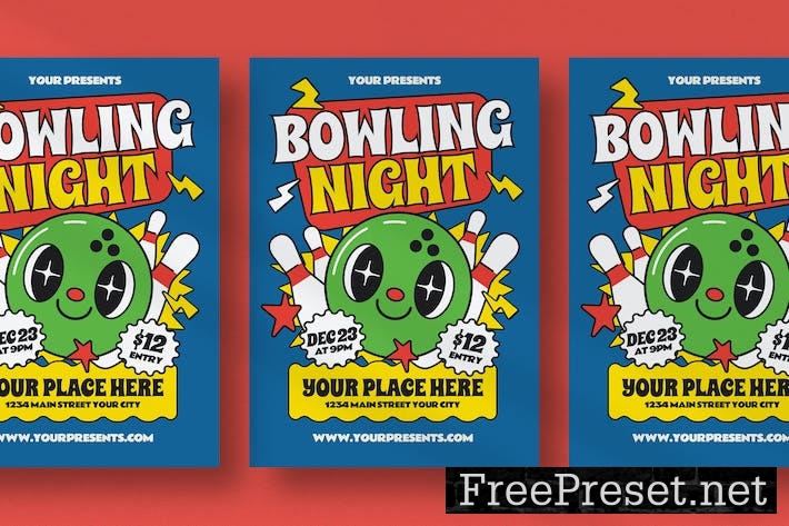 Bowling Night Flyer 66UWQJX