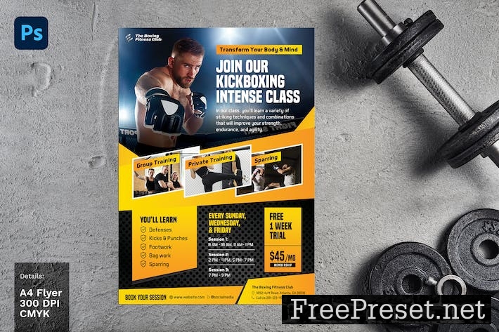 Boxing Class Gym Promotion Flyer NZEWP6W