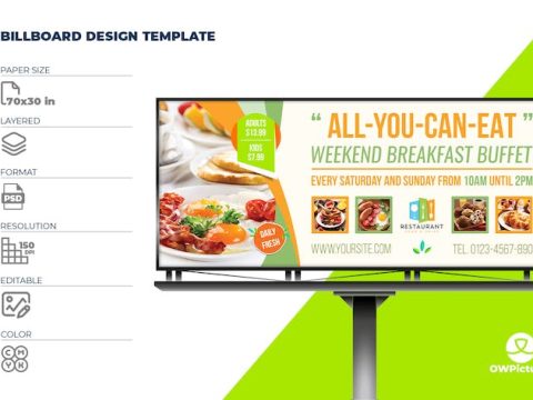 Breakfast Restaurant Billboard Template