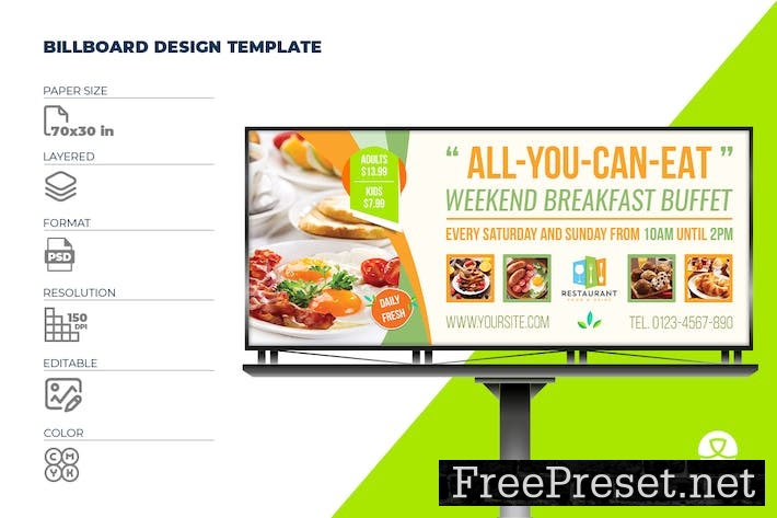 Breakfast Restaurant Billboard Template