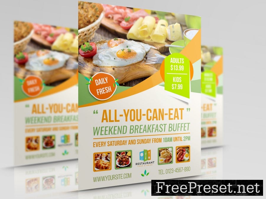 Breakfast Restaurant Flyer Template QMVWN88