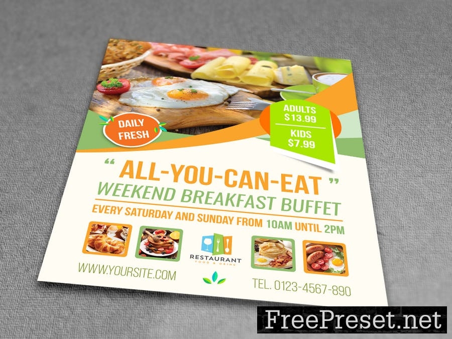 Breakfast Restaurant Flyer Template QMVWN88