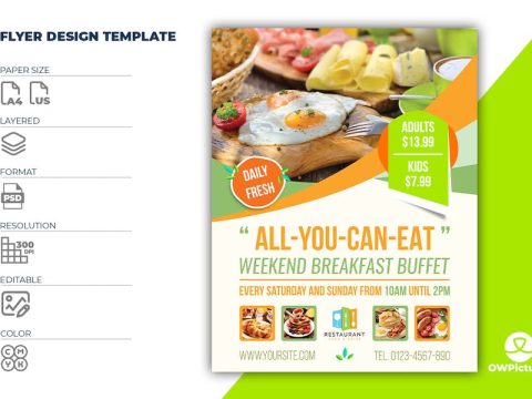 Breakfast Restaurant Flyer Template QMVWN88