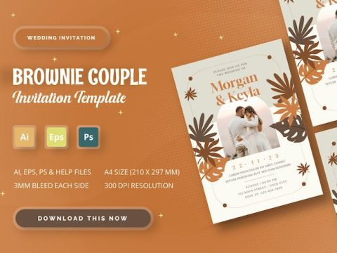 Brownie Couple - Wedding Invitation