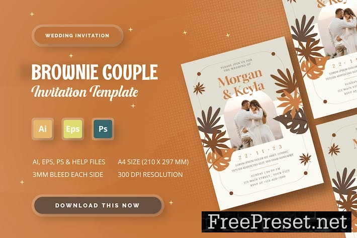 Brownie Couple - Wedding Invitation