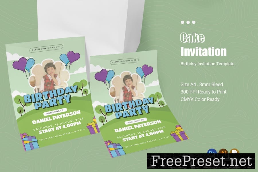 Cake Landscape Birthday Invitation LT379RR