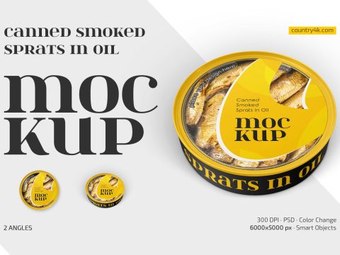 Canned Smoked Sprats in Oil Mockup 13443870