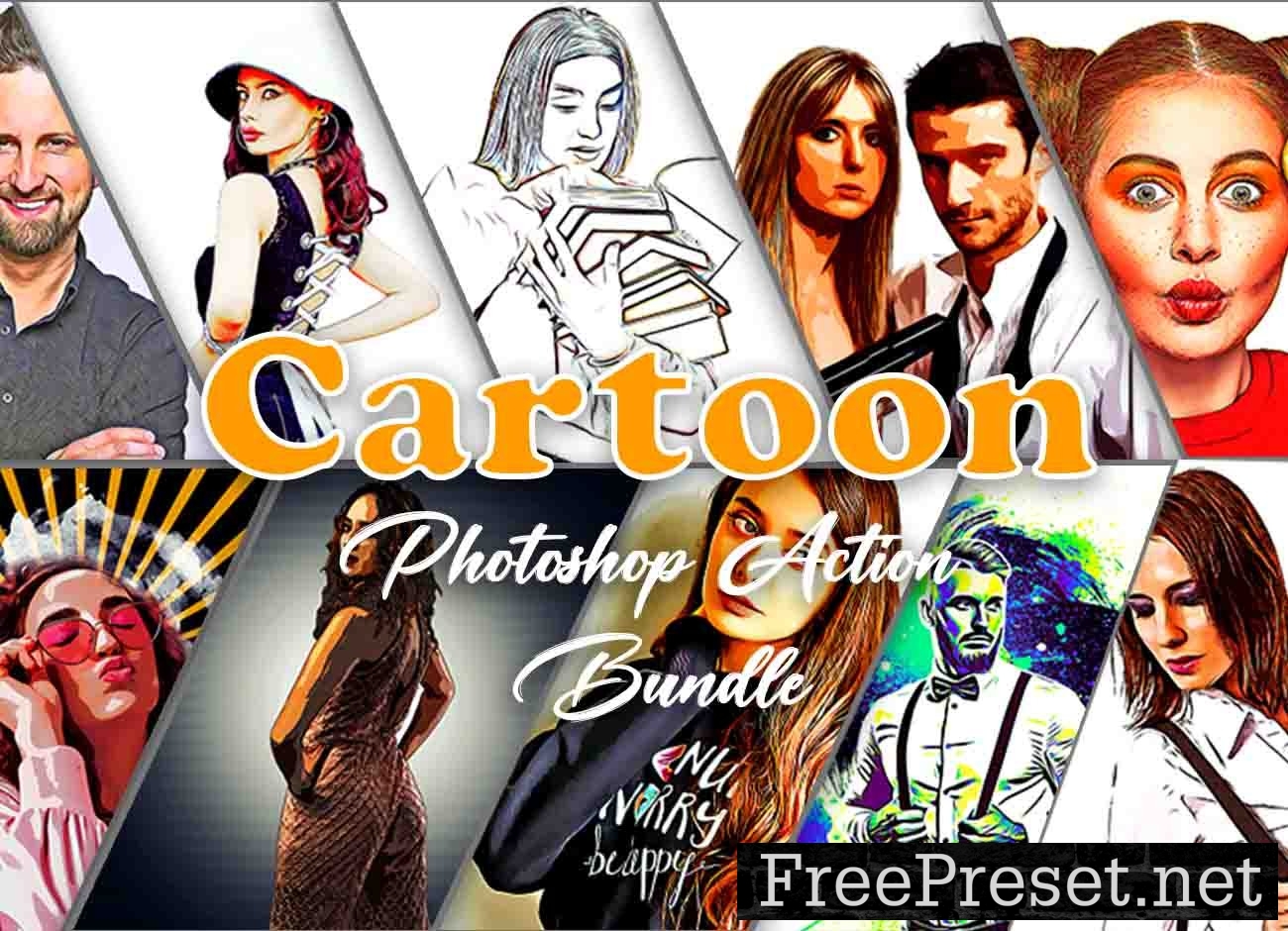 Cartoon Photoshop Action Bundle 10998631