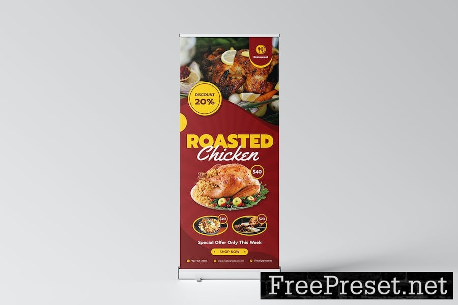 Chicken Food Roll Up Banner 6CQAHJ7