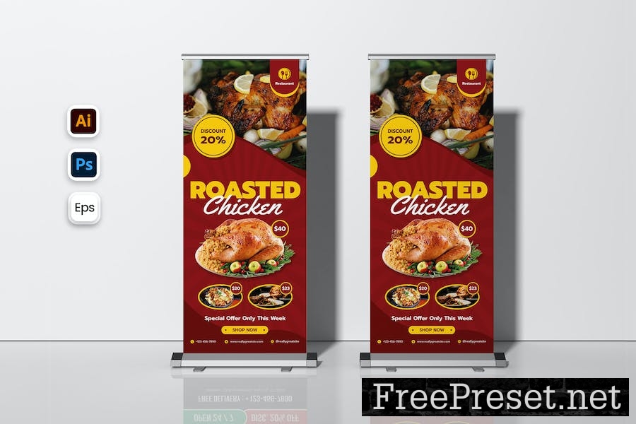 Chicken Food Roll Up Banner 6CQAHJ7