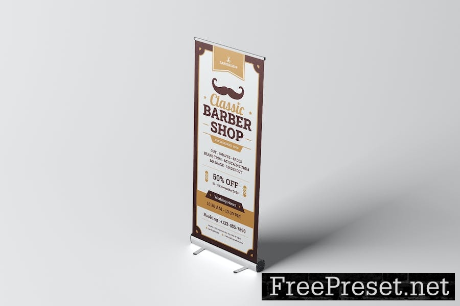 Classic Barbershop Roll Up Banner M8V3C73