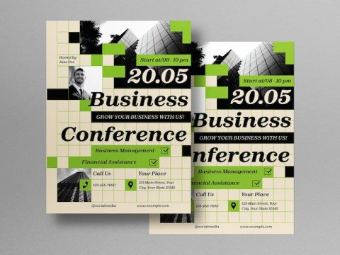 Cream Modern Business Conference Flyer 4RSV5WK