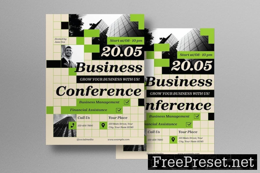 Cream Modern Business Conference Flyer 4RSV5WK