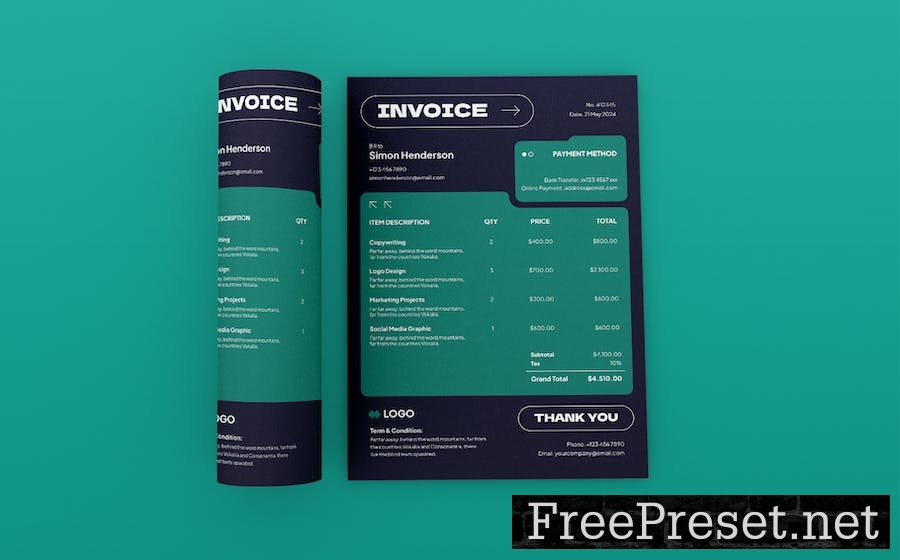 Creative Dark Theme Invoice 4MQFG6B