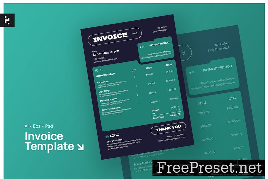 Creative Dark Theme Invoice 4MQFG6B