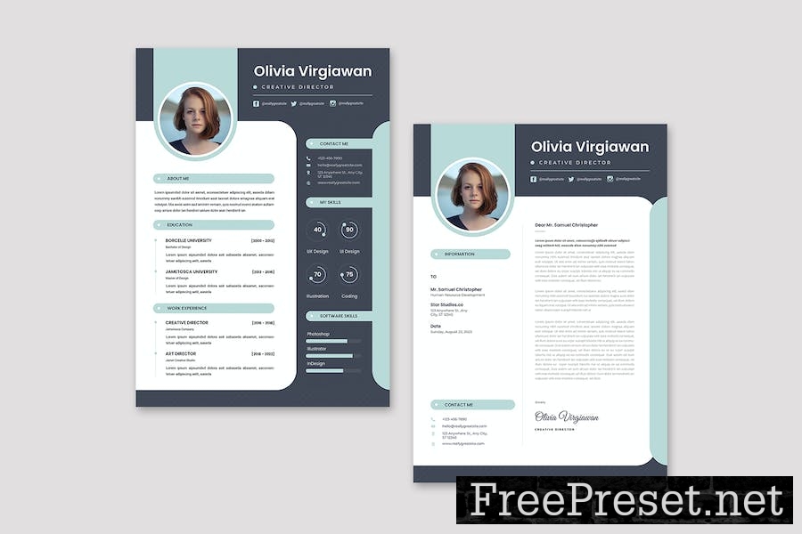 Creative Vitae CV Resume QEL9UV7