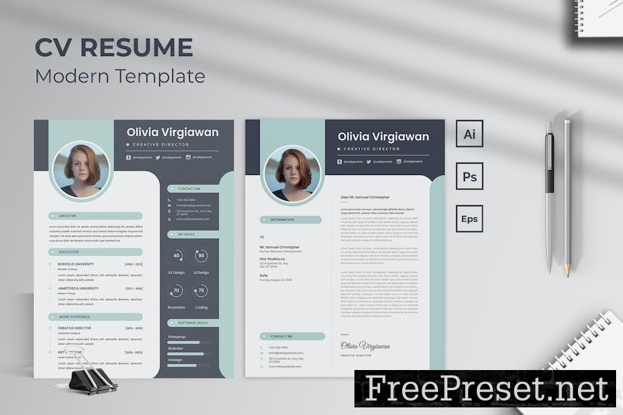 Creative Vitae CV Resume QEL9UV7