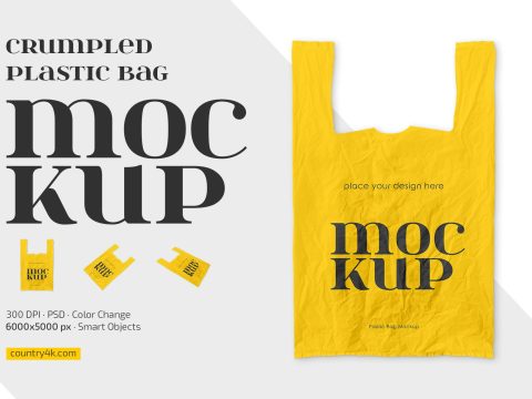 Crumpled Plastic Bag Mockup Set 13462756