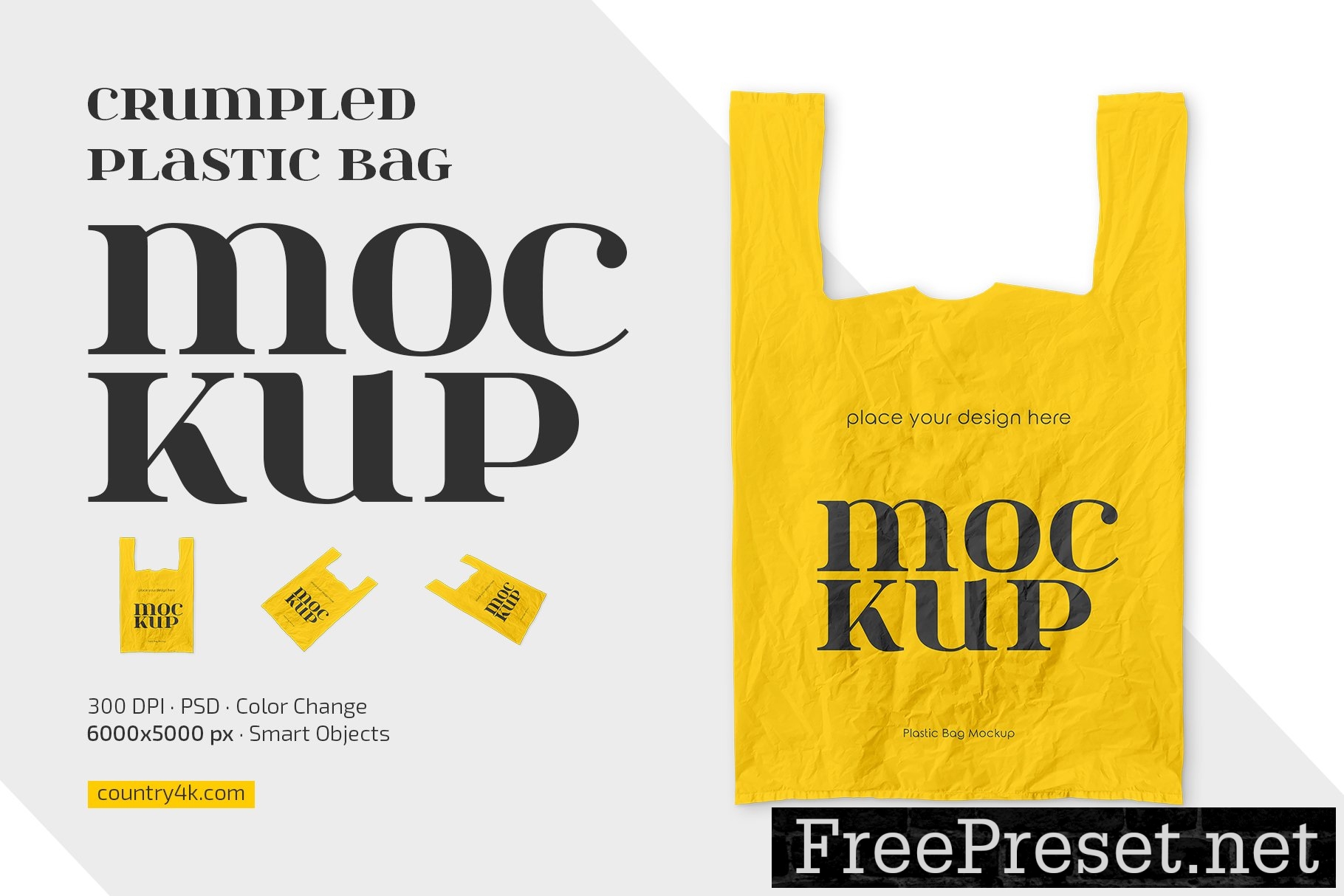 Crumpled Plastic Bag Mockup Set 13462756