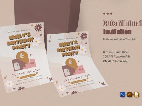 Cute Minimal Birthday Invitation