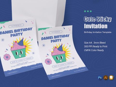Cute Sticky Birthday Invitation BG9GXCS
