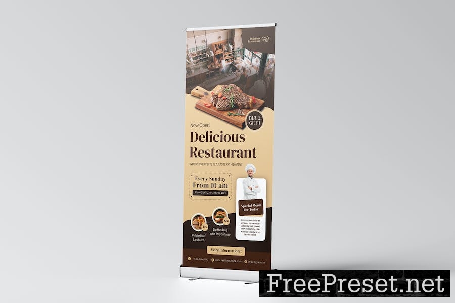 Delicious Resto Roll Up Banner QT9YNQ5