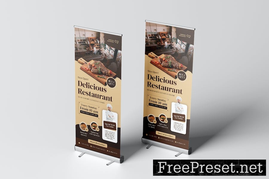 Delicious Resto Roll Up Banner QT9YNQ5