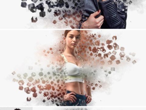 Dispersion Photo Effect with Cubes and Explosion Mockup 540340854