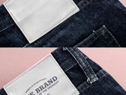 Editable Jeans Leather Label Mockup 438537147