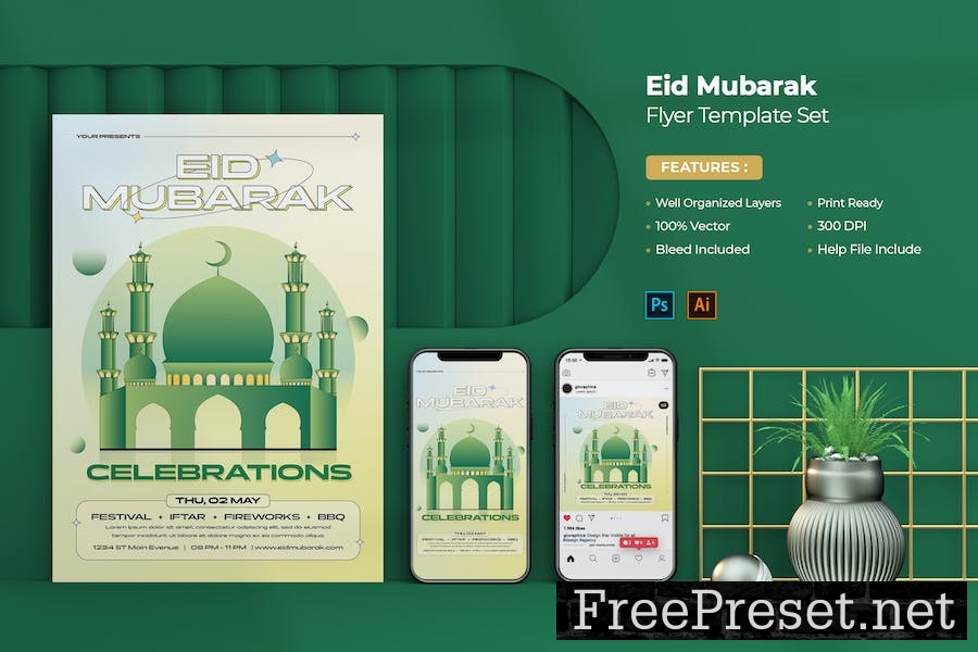 Eid Mubarak Flyer Template UTZ4GG2