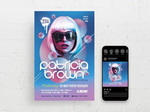 Electro House Music Flyer Template SB4MZD2