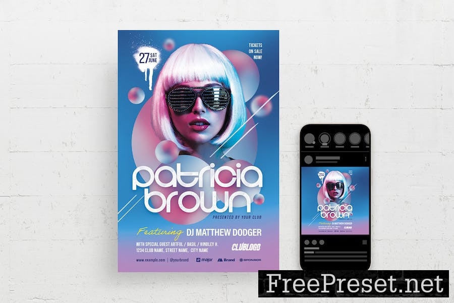 Electro House Music Flyer Template SB4MZD2