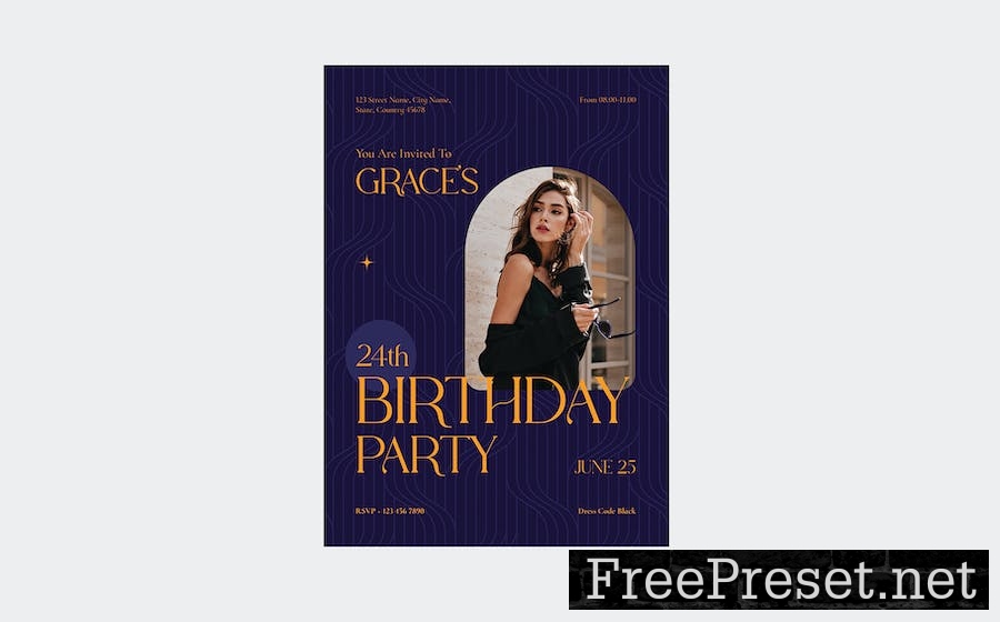 Elegant Birthday Invitation SJ3T79N