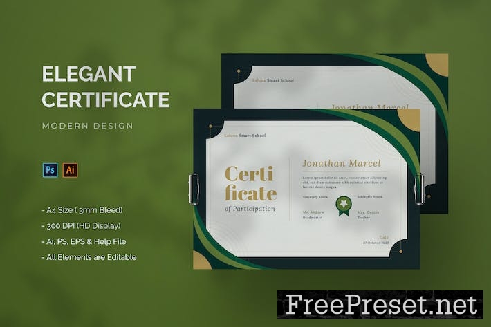 Elegant Green - Certificate Template ELZUG3W