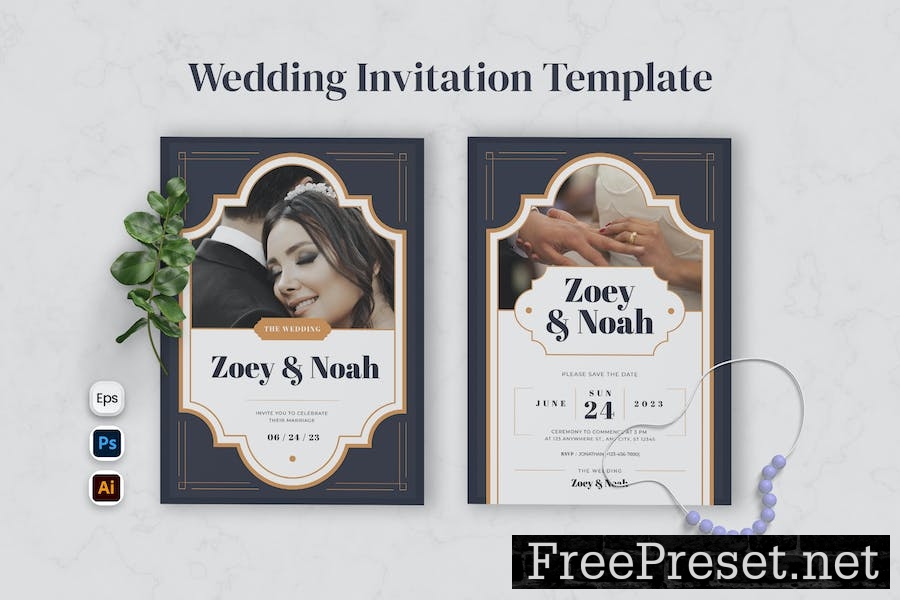 Elegant Minimalist Wedding Invitation N37D3NJ