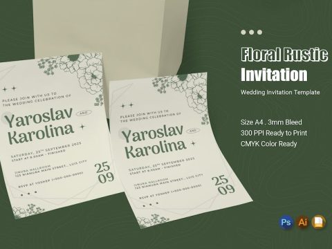 Floral Rustic Wedding Invitation 44YD8JX