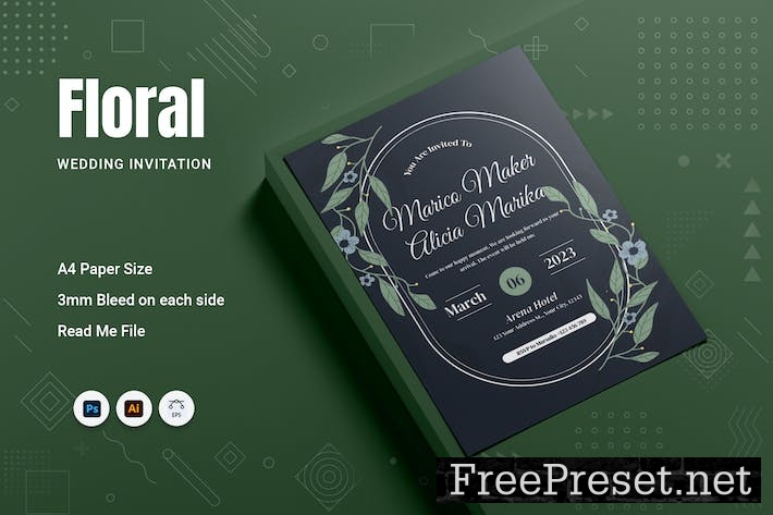 Floral Wedding Invitation A9R8VKC