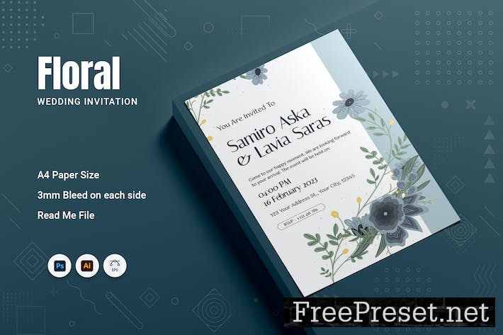 Floral Wedding Invitation EVPLAJC