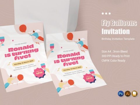 Fly Balloons Birthday Invitation 2ZJWYJT