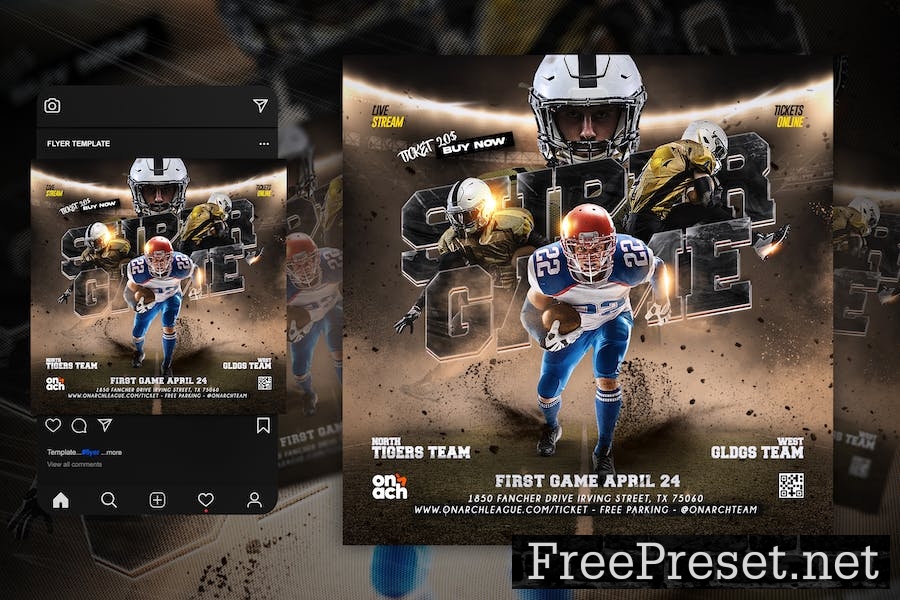 Football Flyer Template HJBGWDS