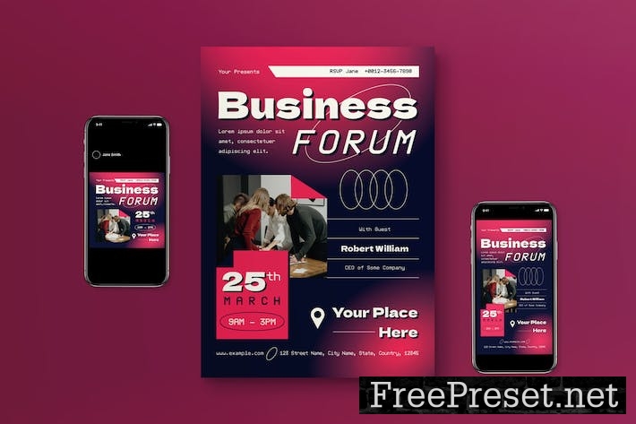 Fuschia Gradient Business Flyer Set ZSLB3AB