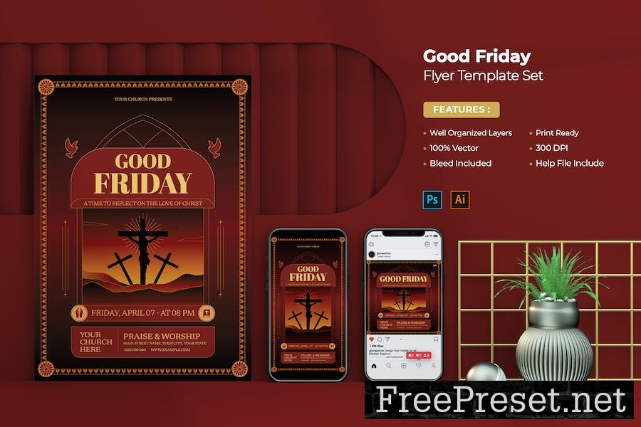 Good Friday Flyer Template Set WEFAWM8