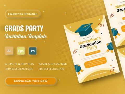Grads Party - Graduation Invitation 2BFJWVU