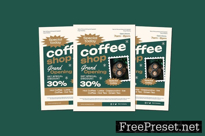 Grand Opening Coffee Shop Flyers LJ8Q3KT