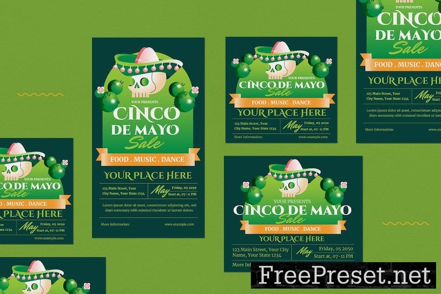 Green 3D Cinco De Mayo Sale Flyer Set CY4ZVUP