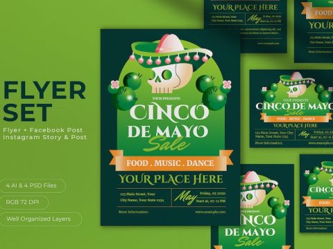 Green 3D Cinco De Mayo Sale Flyer Set CY4ZVUP