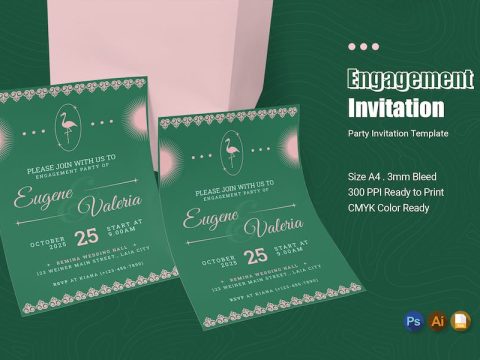 Green Engagement Party Invitation XJLVT6N